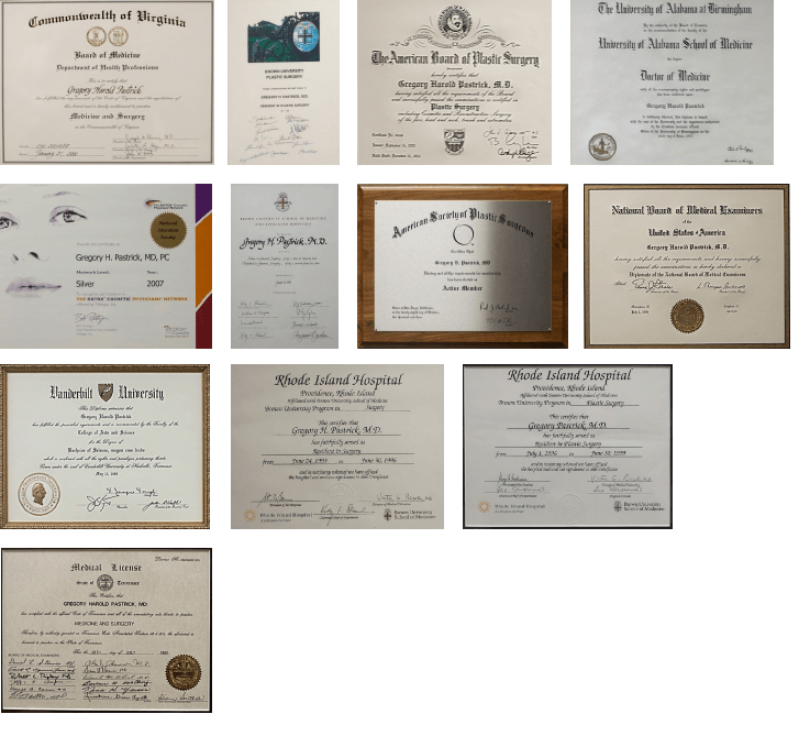 Dr. Pastrick Certificates